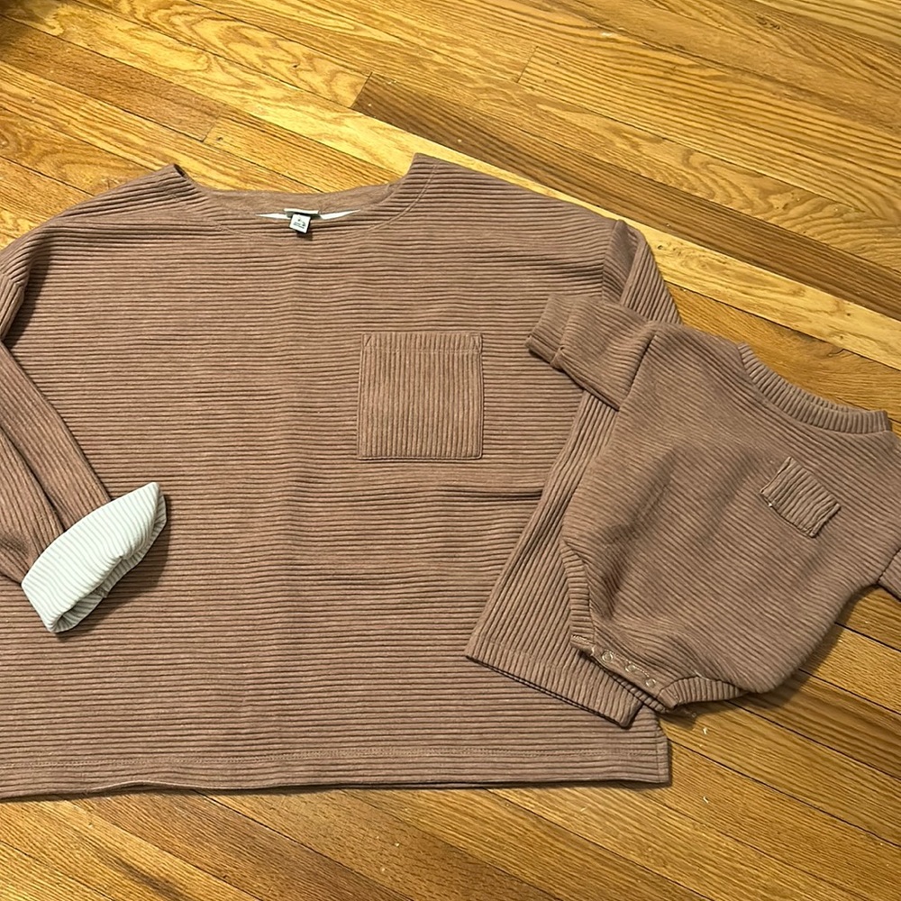 Mommy and me matching sweater and baby romper